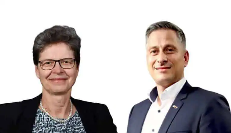 Foto: Ursina Krumpholz, jefa de la División para América Latina del Ministerio de Economía y Energía de la República Federal de Alemania (BMWE) y Mischa Groh, presidente ejecutivo de AHK Colombia