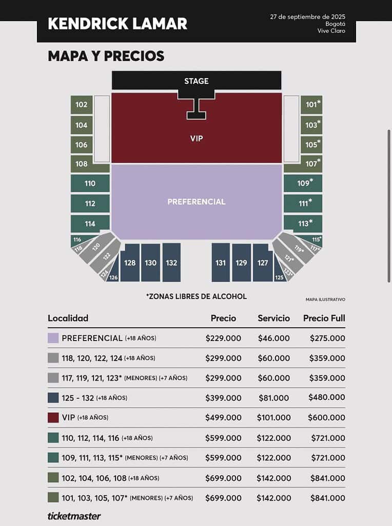 Precios Kendrick Lamar. Foto: cortesía Ticketmaster. 