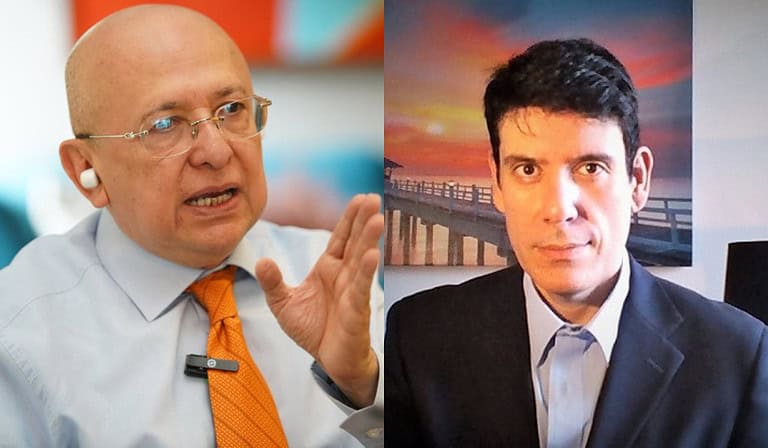 Ministro de Justicia, Eduardo Montealegre y el profesor Mauricio Gaona