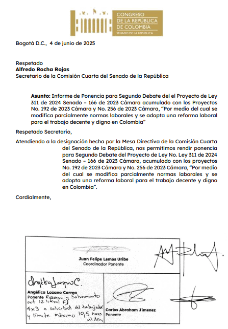 Radicado ponencia reforma laboral
