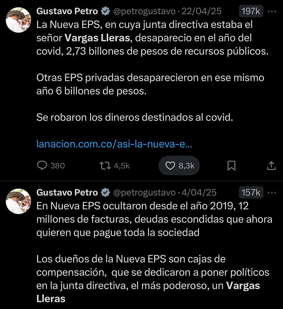 Consejo de Estado ordena al presidente Petro retractarse por acusaciones contra Vargas Lleras y la Nueva EPS