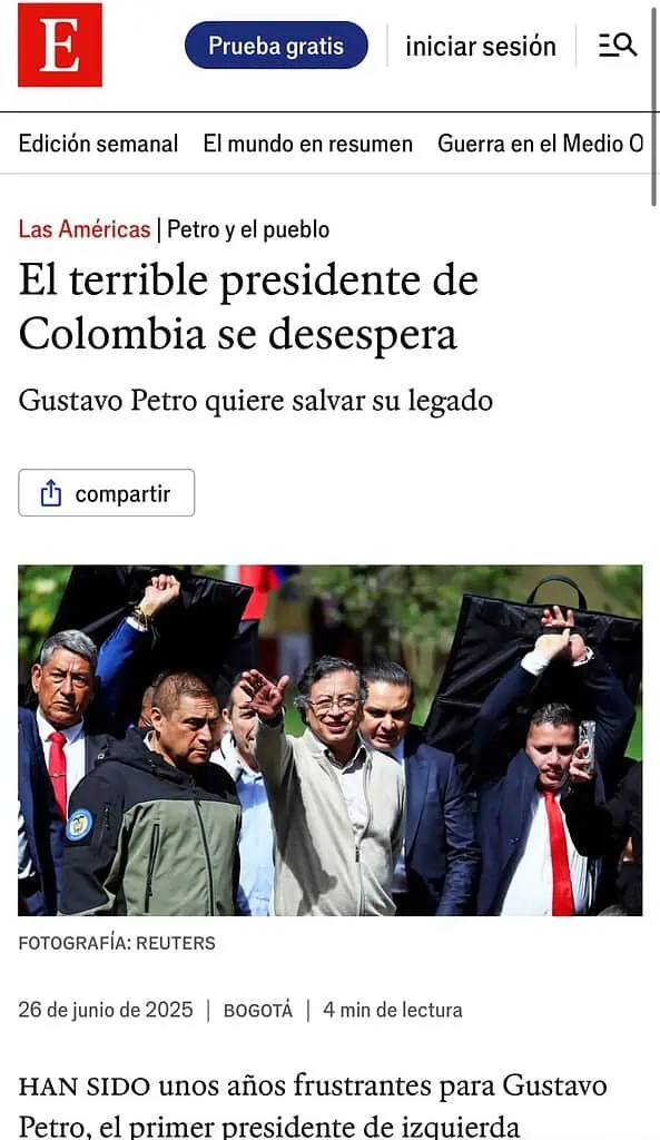 The Economist lanza dura crítica al gobierno Petro: “El terrible presidente de Colombia” The Economist se despacha contra Petro.