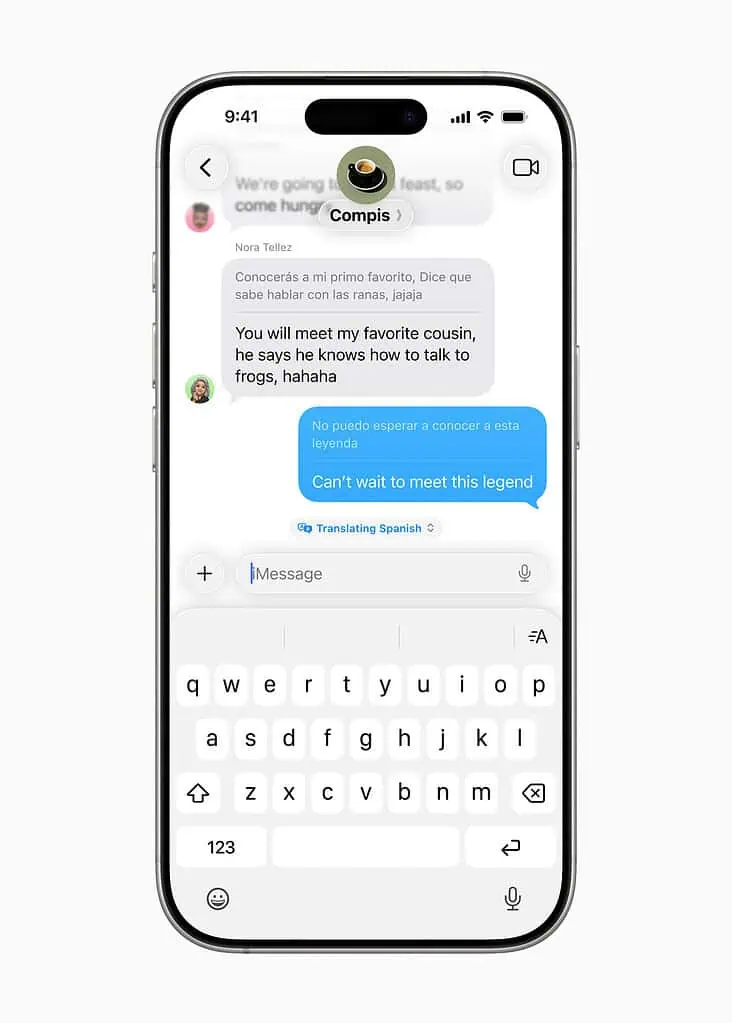 Apple anunció que iOS 26, su nuevo sistema operativo, tendrá traducción en vivo en tres aplicaciones: Hay más novedades Traducción de mensajes. Foto: tomada de la página de Apple.