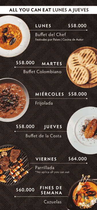 All you can eat Ébano Bogotá. Foto: captura de pantalla del menú.