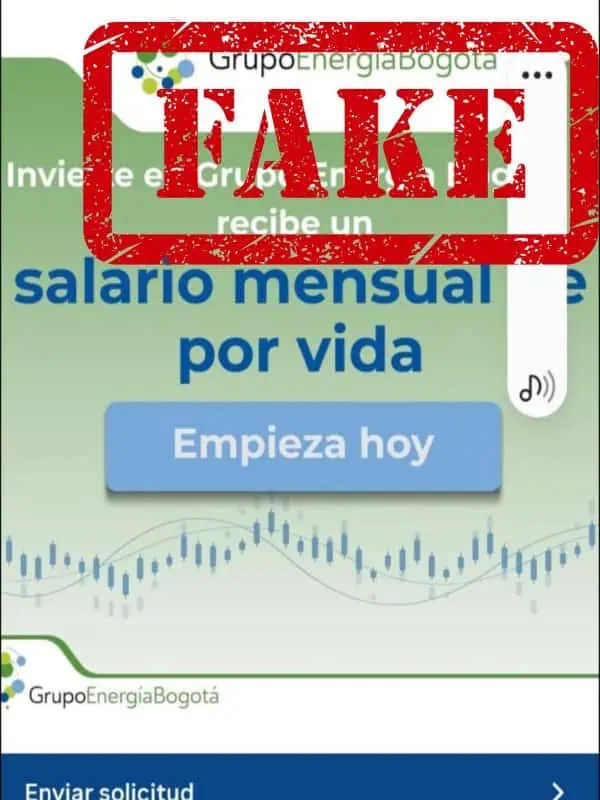Grupo Energía Bogotá denuncia fraude digital con anuncio de falsas inversiones GEB estafa