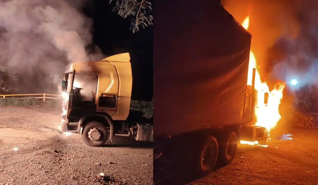 Transportadores denuncian quema de tractomulas en el norte de Antioquia y exigen protección al Gobierno Incineración de vehículos