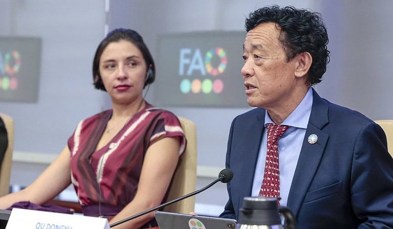Ministra de Agricultura de Colombia, Martha Carvajalino y director general de la FAO, QU Dongyu