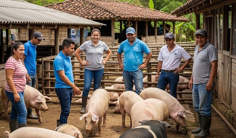 Producción de carne de cerdo en Colombia alcanzó un récord de más de 600.000 toneladas en 2024, consolidando al sector como uno de los más dinámicos del agro. Foto: generada por IA para usos ilustrativos.