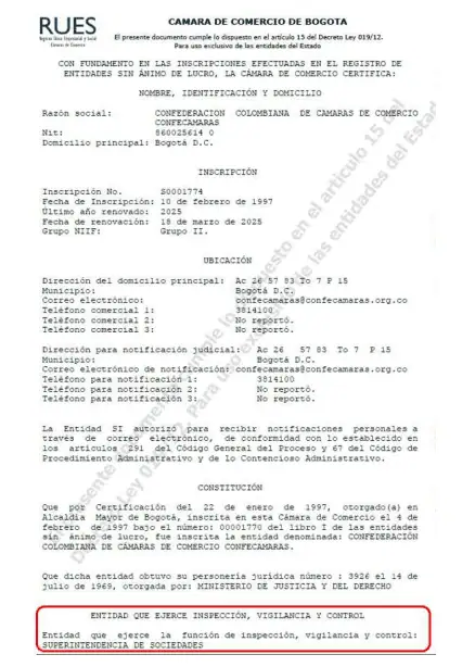 Nuevo choque del Gobierno Petro con un gremio: Confecámaras pide revisar investigación de la SuperSociedades Registro en Cámara de Comercio de Confecámaras