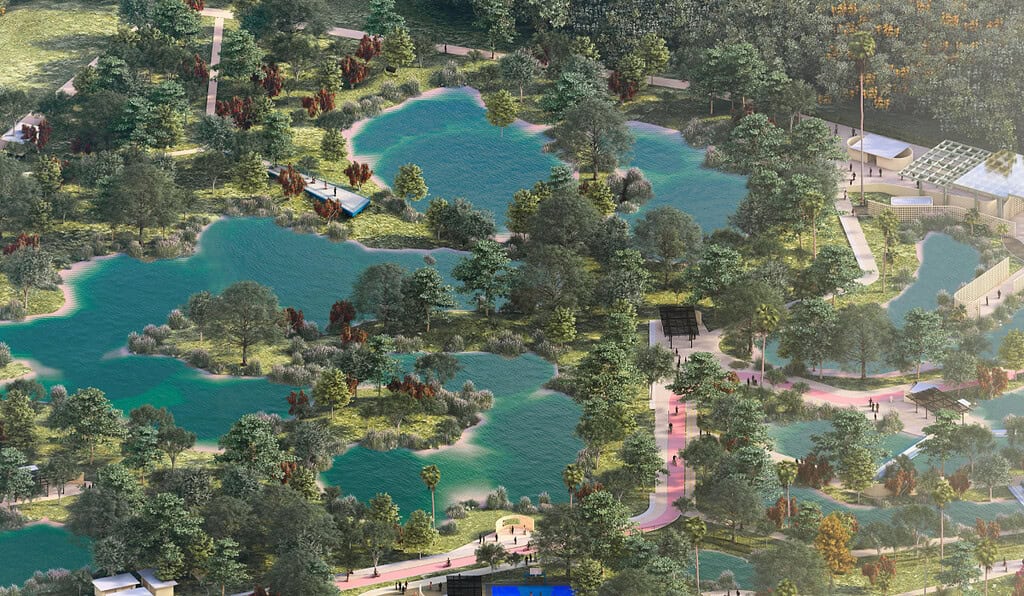 Render del parque botánico de Montería