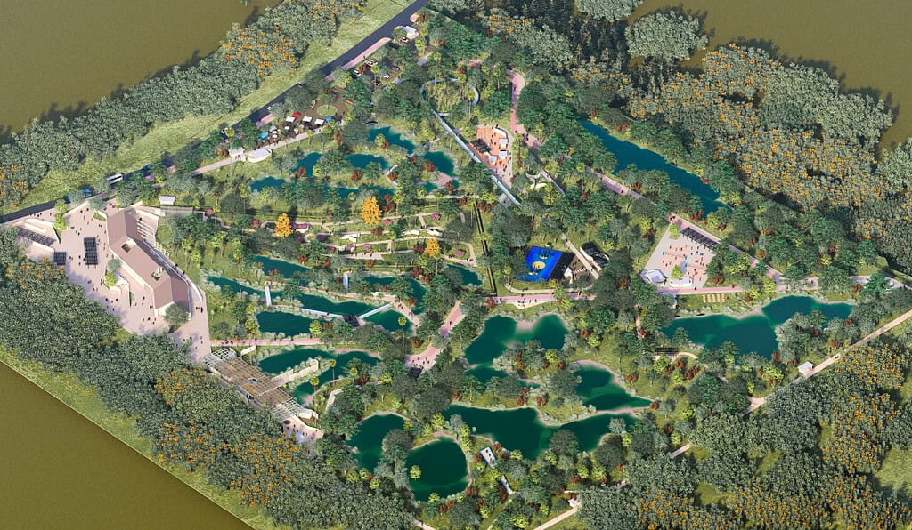 Render del parque botánico de Montería