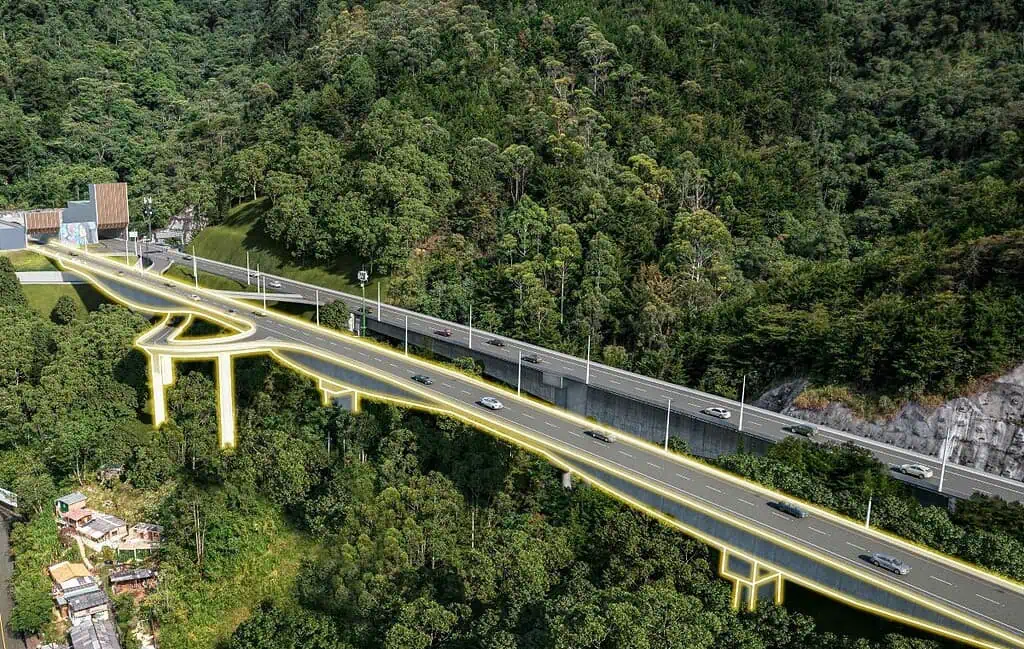 Los tres motores que afina Grupo Argos para acelerar su crecimiento en próximos años Este rénder demarca el segundo viaducto que construirá Odinsa en la fase 2 de la concesión Túnel Aburrá Oriente. Imagen: Odinsa