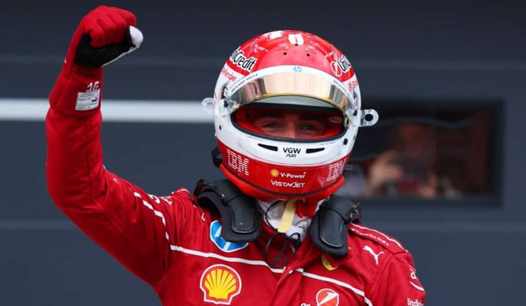 Charles Leclerc, de Ferrari en la primera salida del Gran Premio de Hungría