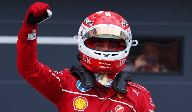 Charles Leclerc, de Ferrari en la primera salida del Gran Premio de Hungría
