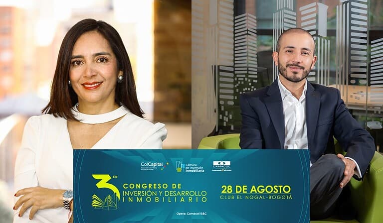 Paola García, directora ejecutiva de ColCapital, y Edwin Chiriví, gerente de Camacol Bogotá & Cundinamarca