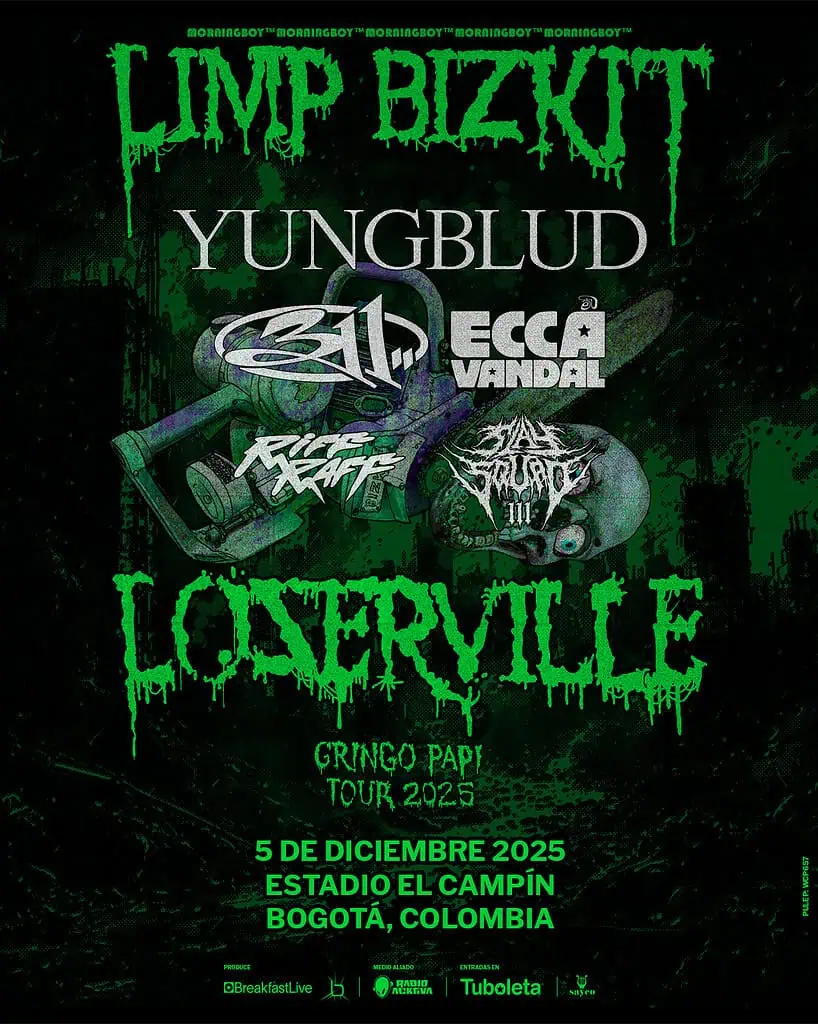 Loserville 2025 aterriza en Bogotá y el line up lo encabeza Limp Bizkit: ¿Cuánto valen las boletas? Cartel Loserville 2025. Foto: cortesía Breakfast Live.