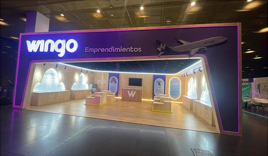 El stand de Wingo, ubicado en el primer piso del centro de convenciones