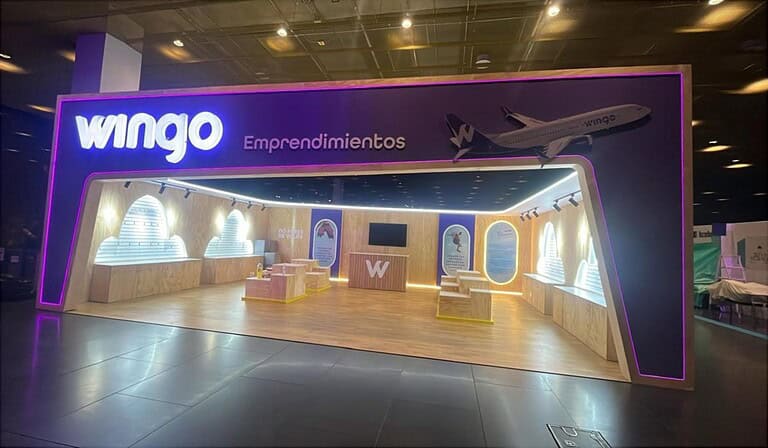 El stand de Wingo, ubicado en el primer piso del centro de convenciones