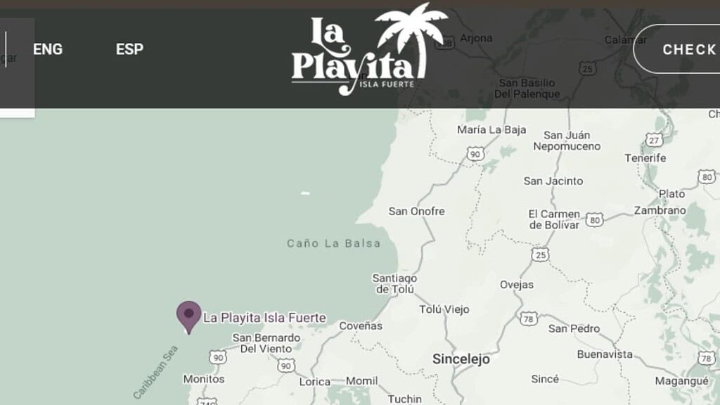 Ubicación de La Playita en Isla Fuerte