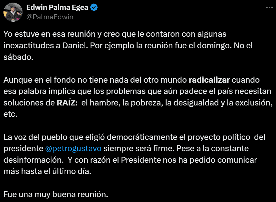 Edwin Palma sobre orden de Petro a medios