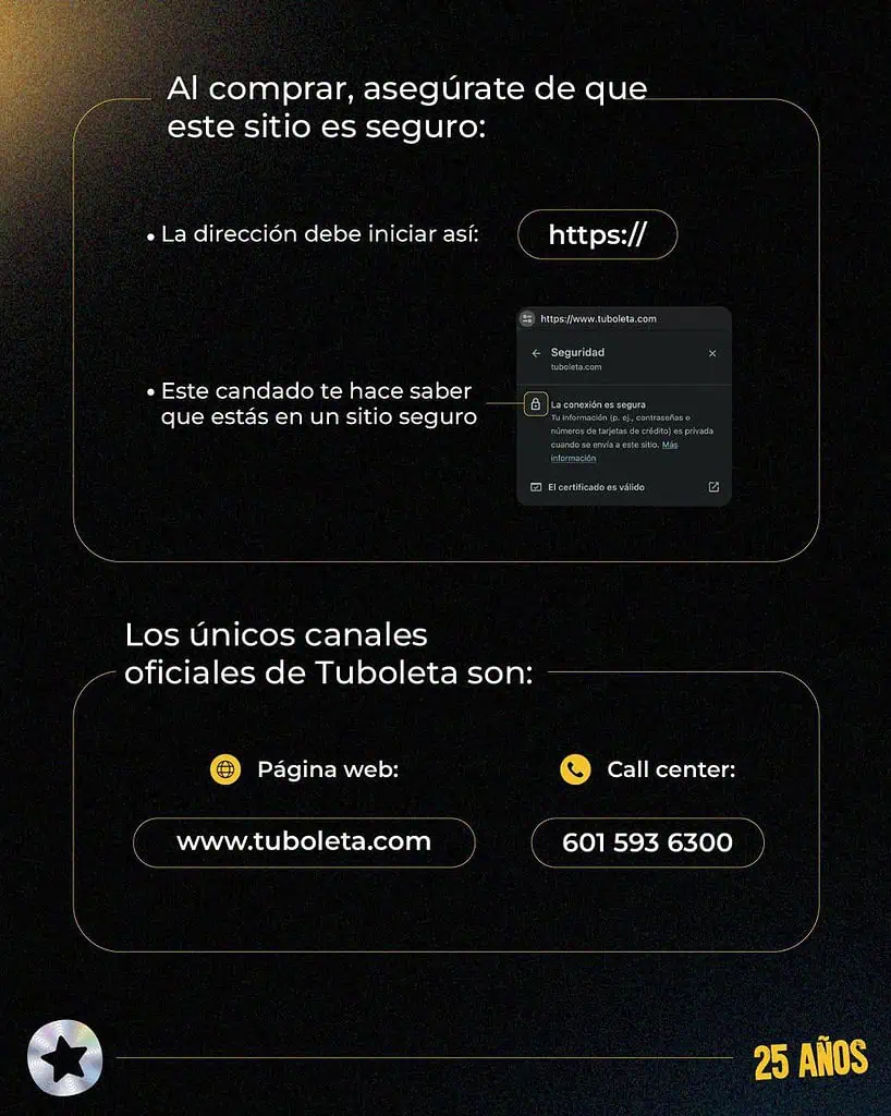 Tuboleta alerta sobre suplantación de su página web: tenga en cuenta estas recomendaciones Recomendaciones Tuboleta. Foto: cortesía Tuboleta.