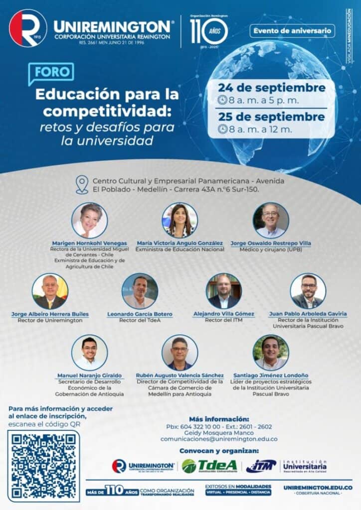 Agenda del  foro ‘Educación para la competitividad: retos y desafíos para la universidad’