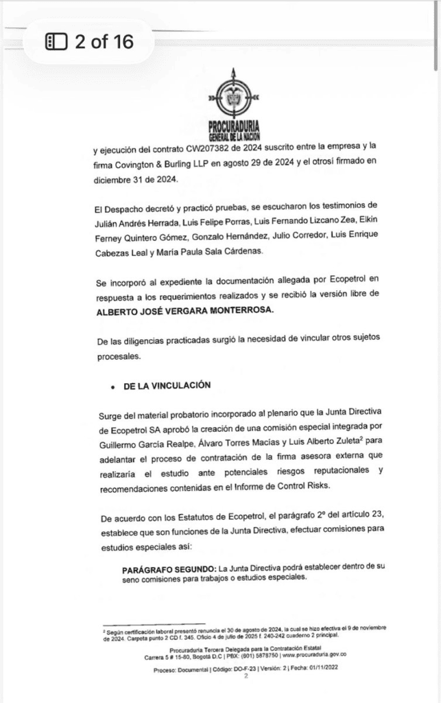 Vinculan a directivos de Ecopetrol a investigación por polémico contrato que evaluó riesgos de casos de Ricardo Roa