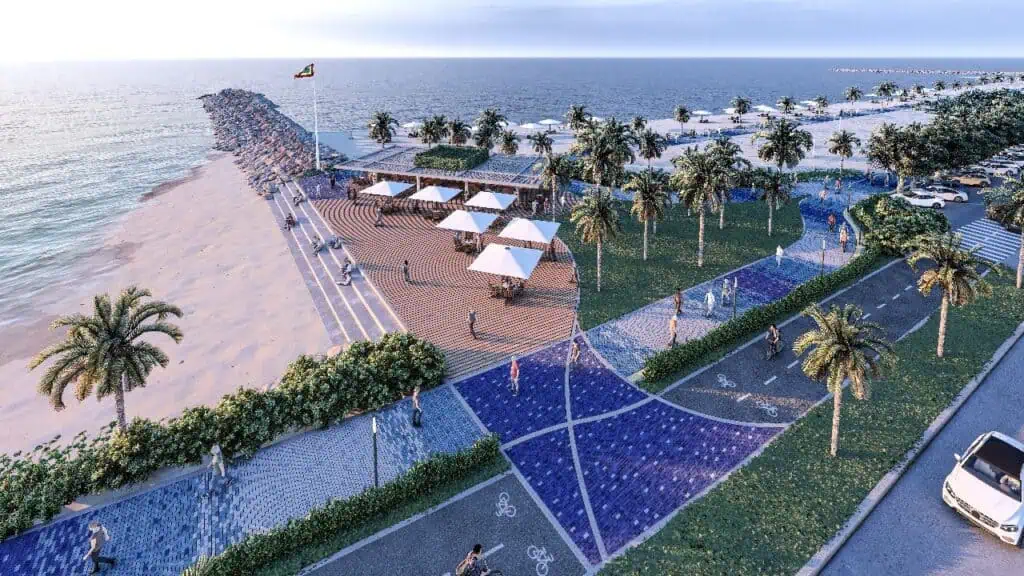 Gran Malecón del Mar de Cartagena tendrá plataforma con olas marinas: estos son los detalles Tendrá ciclovía y espacios deportivos. Render: cortesía.
