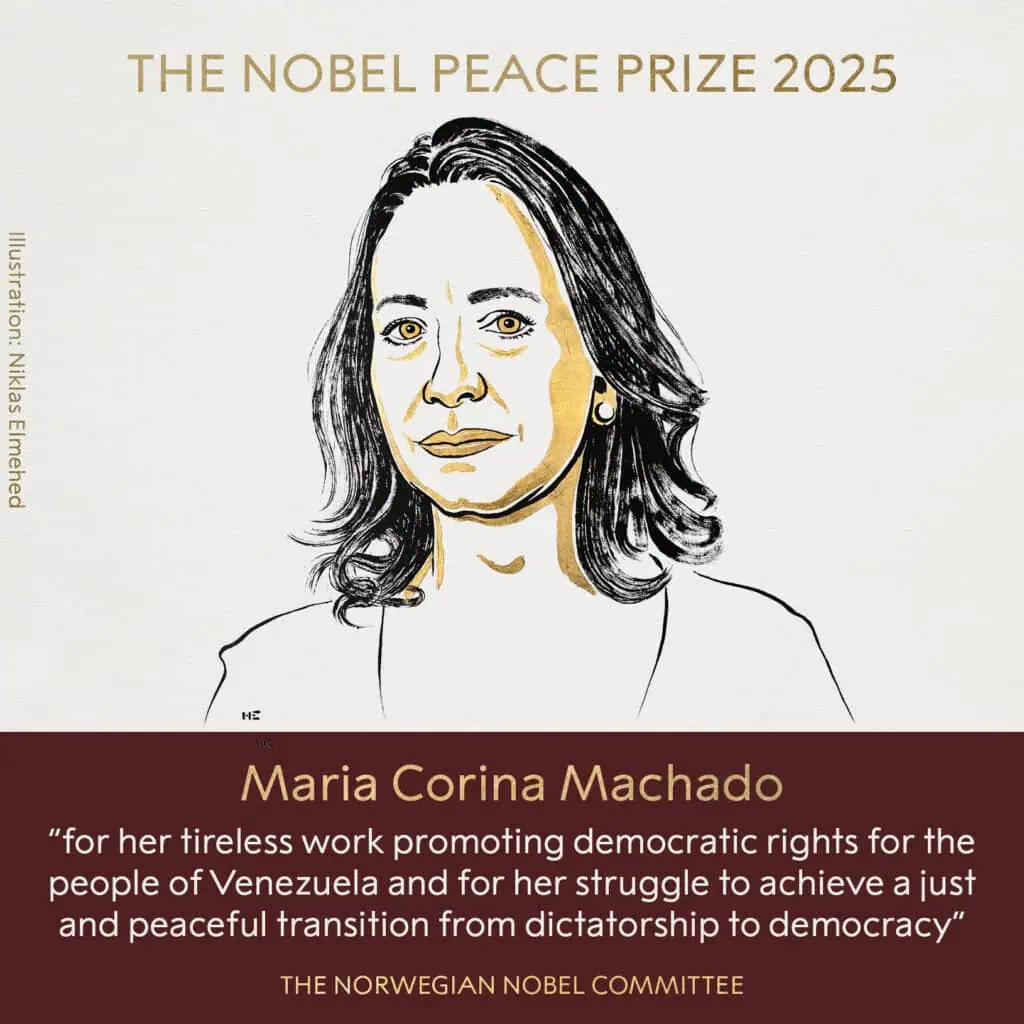 María Corina Machado, líder opositora al régimen de Nicolás Maduro, se impuso a Trump y ganó el Nobel de Paz María Corina Machado