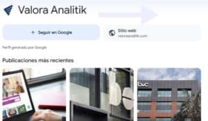 Proceso para seguir a Valora Analitik en Google Discover