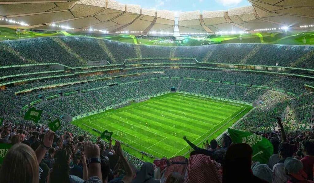 Así es el estadio en la punta de un rascacielos que se usará en el Mundial 2034