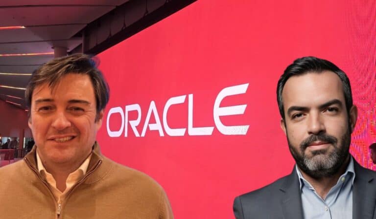Germán Borromei, gerente general para Colombia y Ecuador de Oracle y Polkan García, senior director AI & cloud para América Latina. Fotos: Andrés Hernández Godoy y Oracle