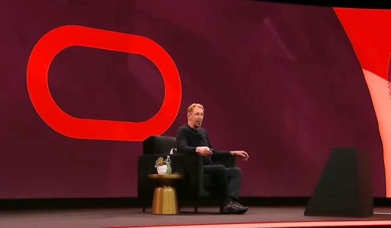 Larry Ellison, fundador y CTO de Oracle durante su presentación en Las Vegas, en el Oracle AI World 2025. Foto: Oracle
