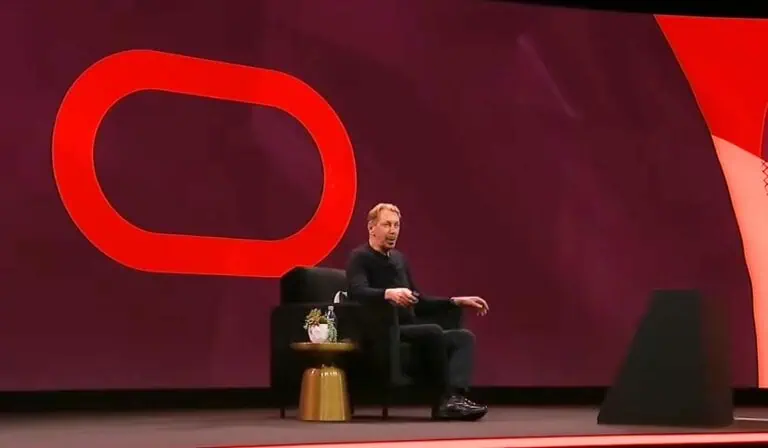 Larry Ellison, fundador y CTO de Oracle durante su presentación en Las Vegas, en el Oracle AI World 2025. Foto: Oracle