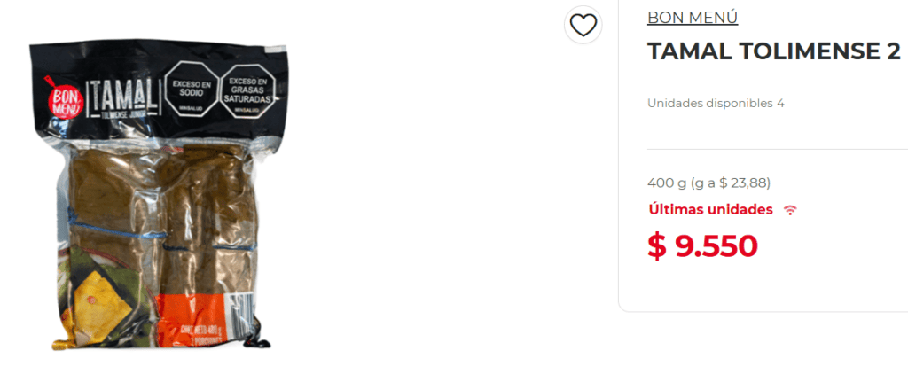Tamal que vende Tiendas D1