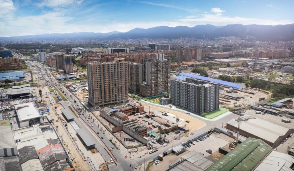 Bogotá estrenará complejo urbano en Salitre: tendrá 2.654 viviendas, zonas verdes y comercio Fotomontaje de Ciudadela El Salitre, de Ospinas