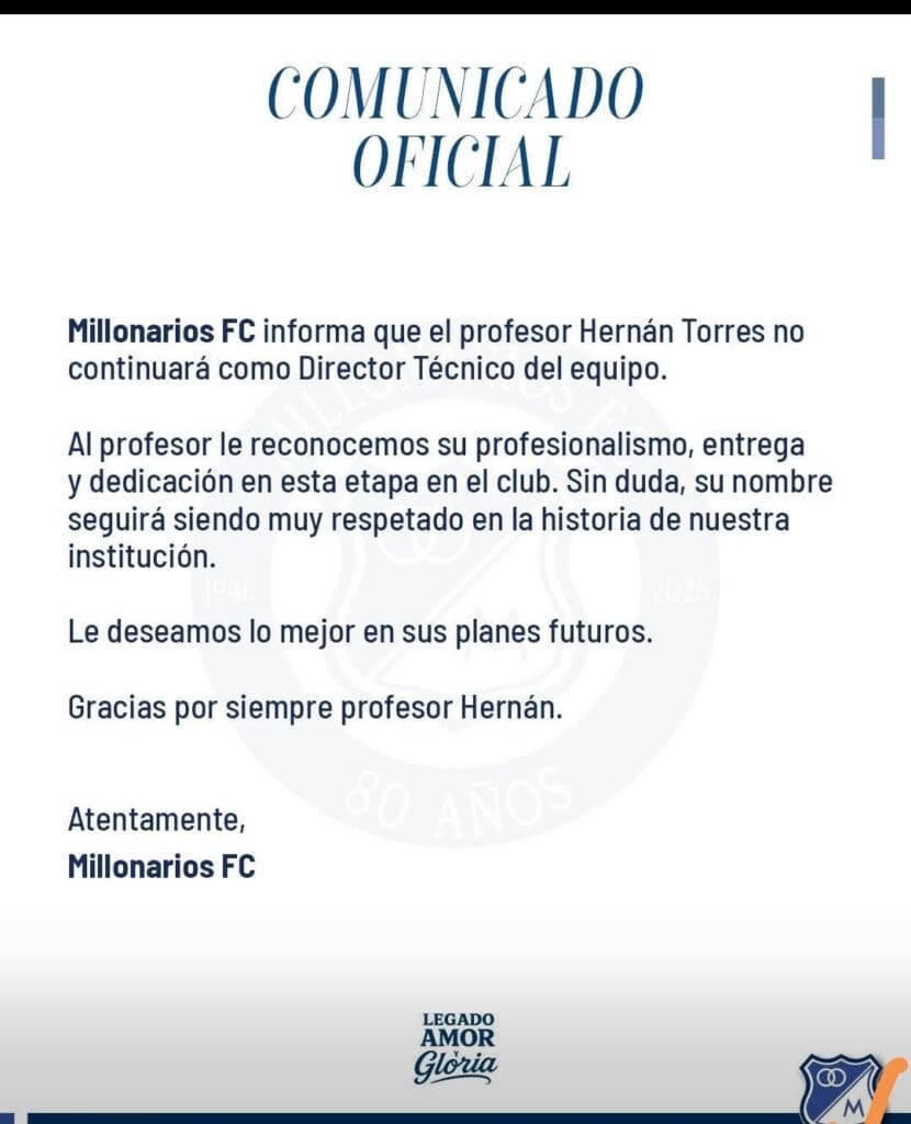Millonarios tendrá nuevo técnico tras salida de Hernán Torres: ¿Quién podría llegar? Millonarios despidió a Hernán Torres