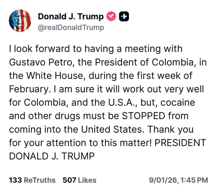 Ahora | Se confirma fecha para reunión Trump-Petro en Washington Ahora | Se confirma fecha para reunión Trump-Petro en Washington