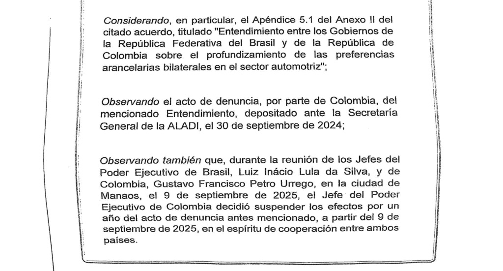Producción de vehículos en Colombia cayó a más de la mitad desde pandemia: así se reorganizó el sector en la región Aladi confirma eliminación de la suspensión del acuerdo de complementación entre Colombia y Brasil