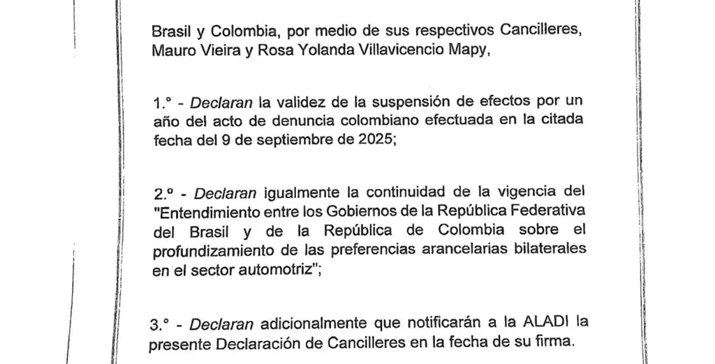 Producción de vehículos en Colombia cayó a más de la mitad desde pandemia: así se reorganizó el sector en la región Aladi confirma eliminación de la suspensión del acuerdo de complementación entre Colombia y Brasil