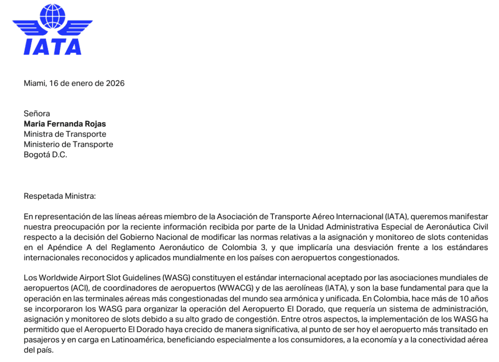 Aerocivil defiende reforma a ‘slots’ en el Aeropuerto El Dorado, en contra a lo que plantea la IATA Slots en El Dorado