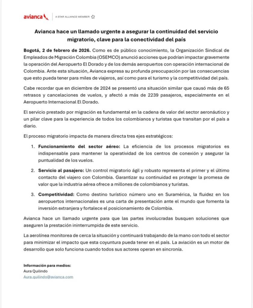 Comunicado Avianca retraso de vuelos Avianca alerta sobre posibles cancelaciones de vuelos y retrasos: este es el motivo y panorama
