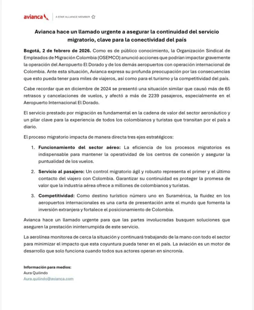 Comunicado Avianca retraso de vuelos Avianca alerta sobre posibles cancelaciones de vuelos y retrasos: este es el motivo y panorama
