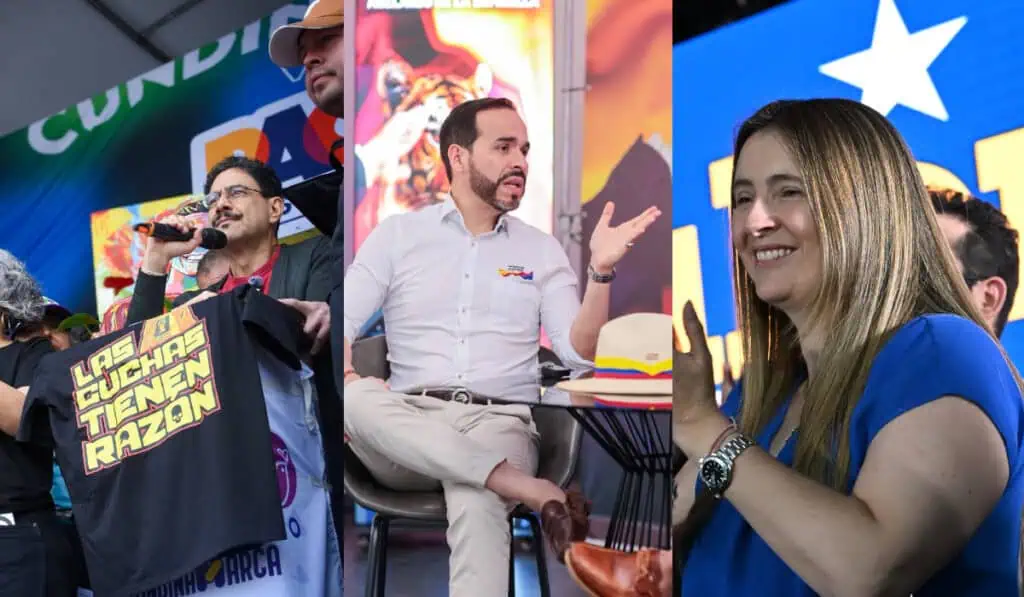 Abelardo de la Espriella apoyaría a Paloma Valencia en una segunda vuelta: “El objetivo es derrotar a Cepeda” Iván Cepeda, Abelardo De la Espriella y Paloma Valencia