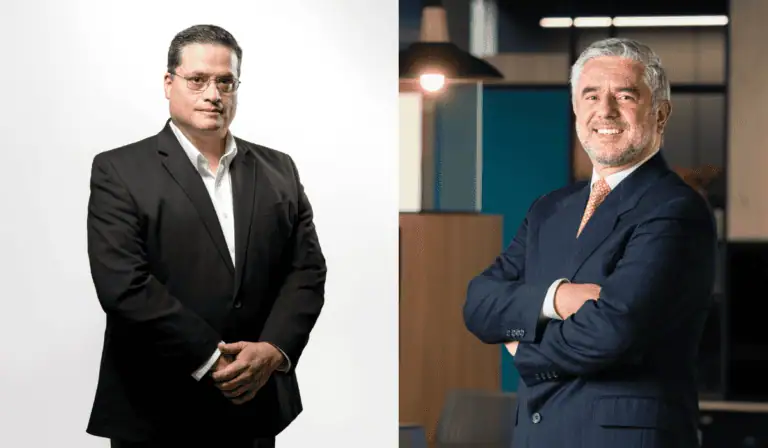 Luis Francisco Flores, director para Latinoamérica Norte y Javier Ricardo Ruiz, nuevo gerente general en Colombia de Hitachi Energy. Imagen: Hitachi Energy