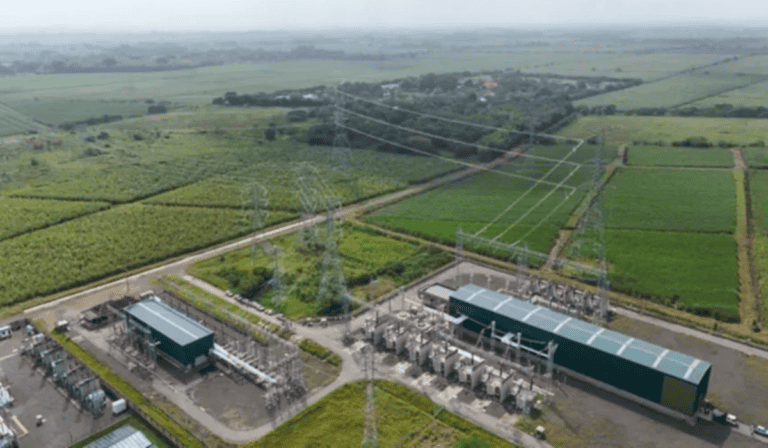 Línea Alférez - San Marcos, del proyecto Refuerzo Suroccidental a 500 kilovoltios. Imagen: GEB