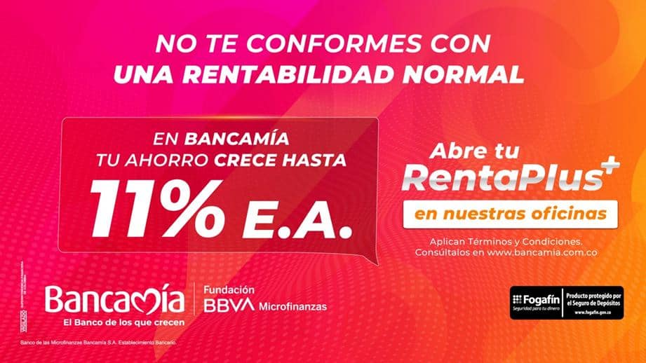 RentaPlus Bancamía escala al top de las cuentas más rentables de Colombia