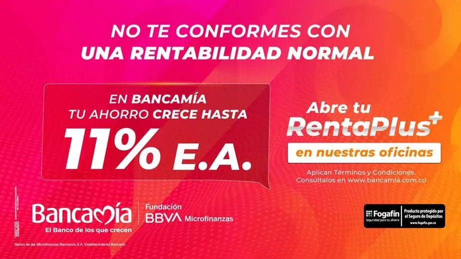 RentaPlus Bancamía: la cuenta de alta rentabilidad que ingresa al top de las de mayor rendimiento en Colombia RentaPlus Bancamía escala al top de las cuentas más rentables de Colombia