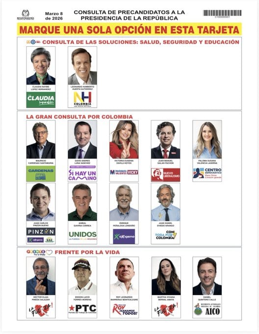 Consejo de Estado negó solicitud de suspender consultas para las elecciones presidenciales de 2026 tarjeton consultas 8 de marzo de 2026