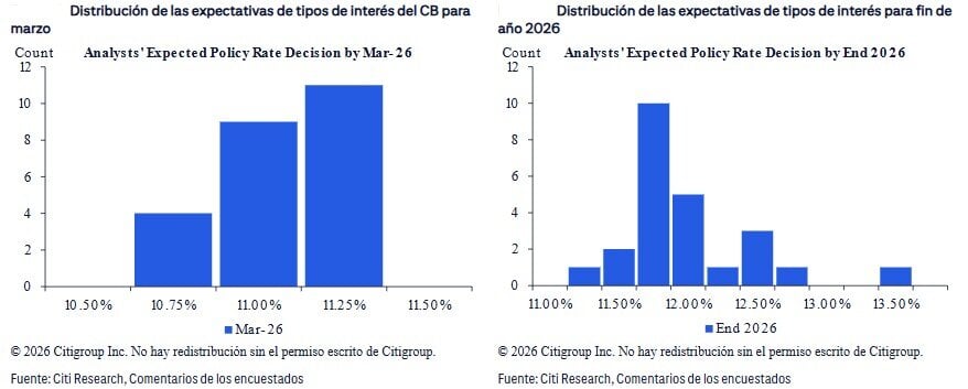 BanRep llevaría la tasa de interés al 11 % en la junta de marzo, según encuesta de expectativas de Citi tasa de interés
